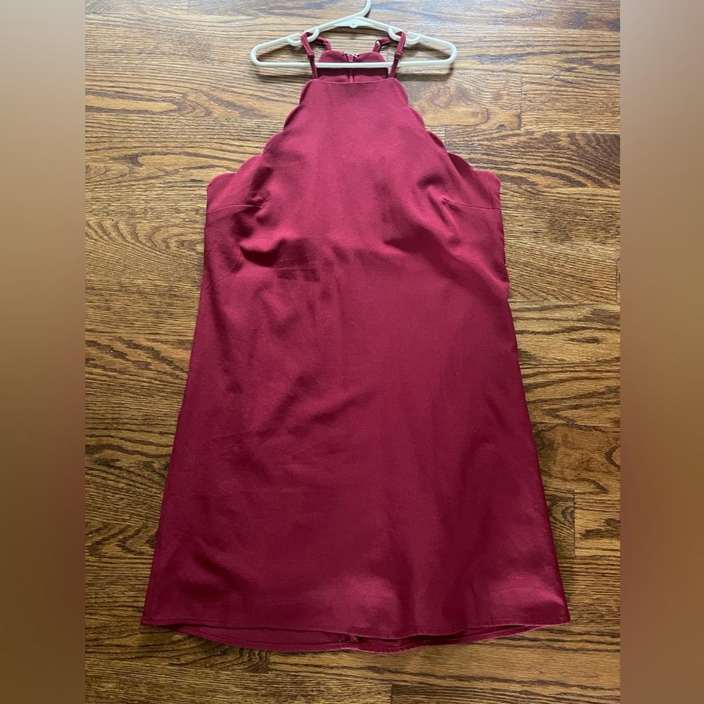 Lulu’s Scallop Edge Halter Mini Dress in Maroon